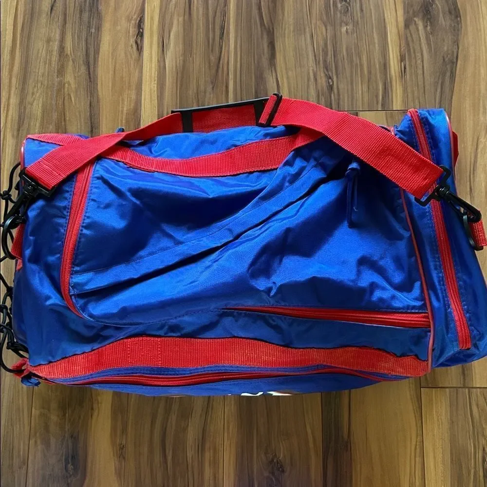 Snickers Blue and Red Duffel Bag
